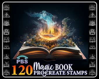 120 Magic Book Procreate Stamps: Mythical Designs (Digital Download)
