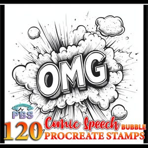 120 Procreate Comic Speech Bubble Stamp, Comic Pop Up Bubble Stamp For Procreate, Procreate Comic Book Constructor, Comic Stamp Procreate