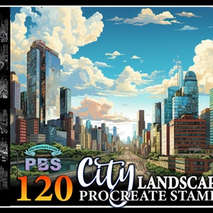 120 Selos de paisagem de cidade Procreate, Selos de paisagem de cidade para procriar, Procriar de construção de cidade