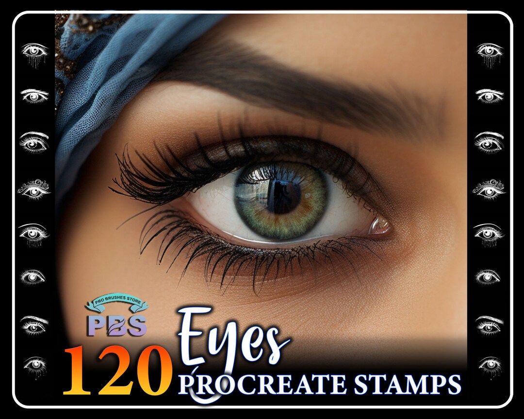 120 Procreate Eyes Stamps, Eyes Stamps for Procreate, Face Procreate