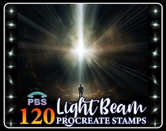 120 Procreate Light Beam Stamps, Light stamps for procreate