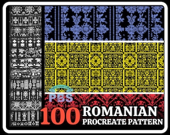 100 Romanian Pattern Brushes for Procreate (Digital Download)