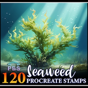 120 Procreate Seaweed Stamps, Seaweed Brush for procreate, Sea Plant procreate stamp, Coral Procreate Stamps