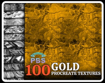 100 Gold Textures for Procreate: Shimmering Brush Set (Digital Download)