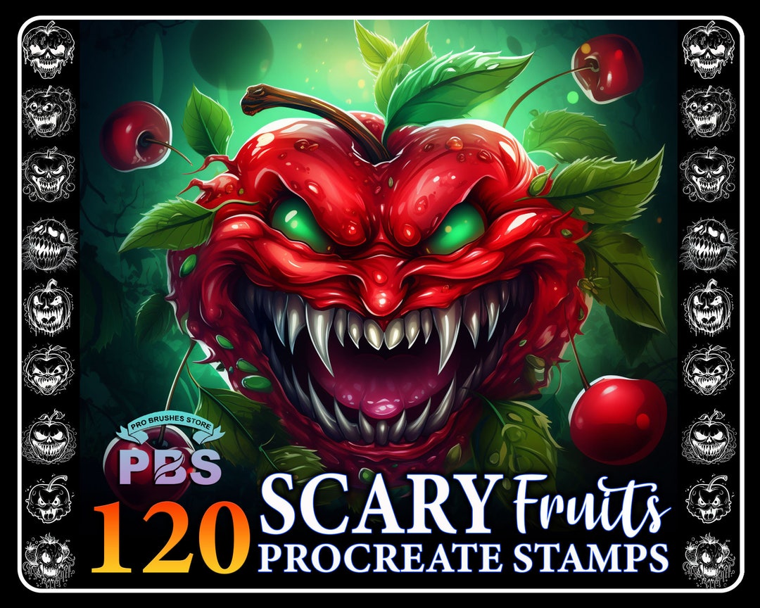 Horror Raspberry 120 Scary Fruits Procreate Stamps: Horror Art (digital Download) - Etsy