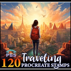 120 Procreate Travelling Stamps, Reisestempel für Procreate, Travelling Procreate Brush.