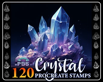 120 Procreate Crystal Stamps, Crystals Chest stamps for procreate, Gems Procreate Stamps