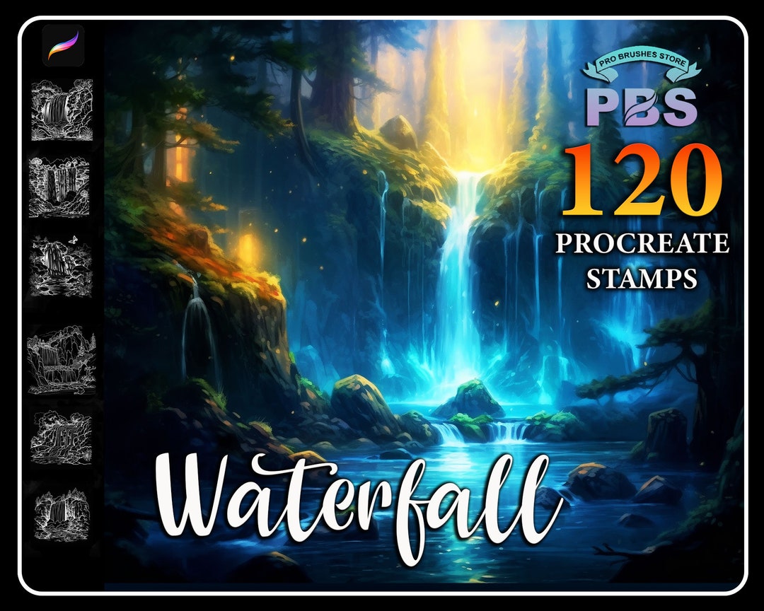 120 Procreate Waterfall Stamps Waterfall Stamps for Etsy