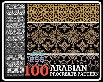 100 Arabian Procreate Pattern Brushes (Digital Download)