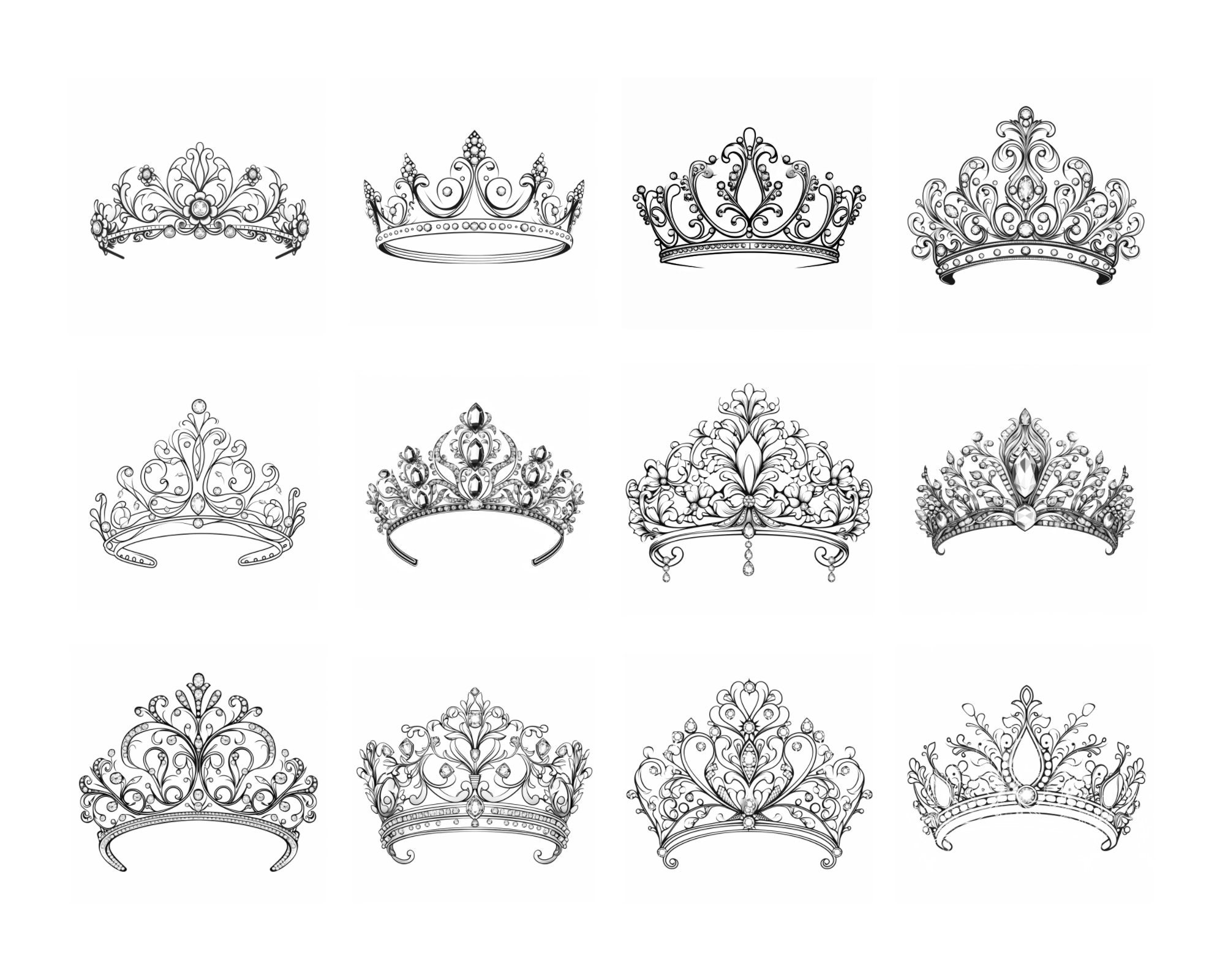 120 Crown and Tiara Procreate Stamps: Jewelry Brush (digital Download ...