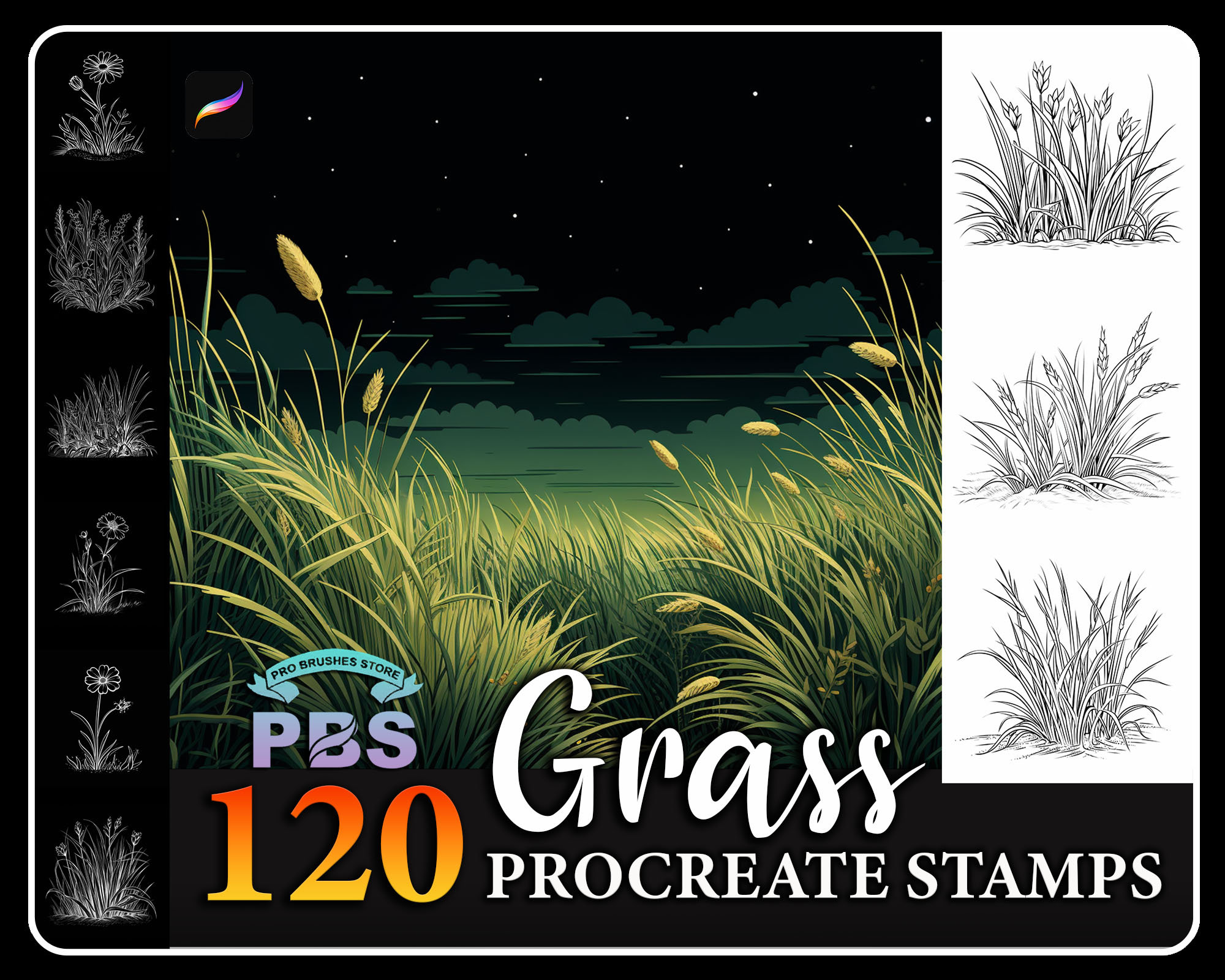 120 Procreate Grass Stamps Grass Brush for Procreate Plant Etsy