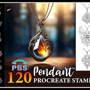 120 sellos colgantes Procreate: Pincel para joyería (descarga digital)