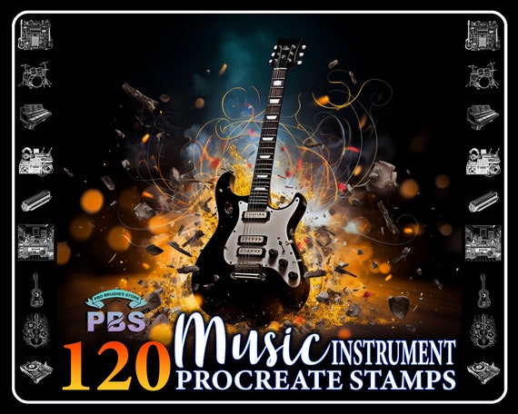120 Music Instrument Procreate Stamps (Digital Download)