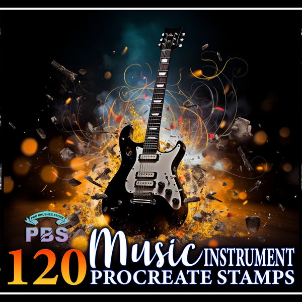 120 Procreate Musik Instrument Stempel, Musik Instrument Stempel für Procreate, Musik Procreate Stempel.