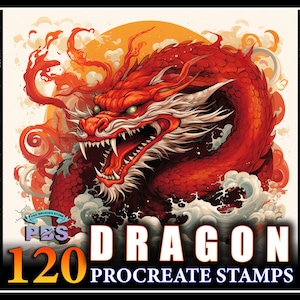 120 Dragon Procreate Stamps: Japanese & Chinese Brush Set (Digital Download)