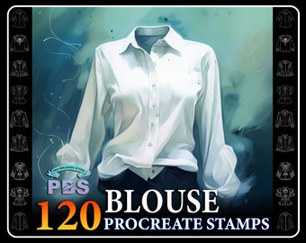 120 Procreate Blouse Stamps, Blouse Stamps for procreate, Fashion Procreate Stamp