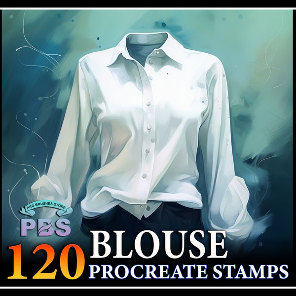 120 Procreate Blouse Stamps, Blouse Stamps for procreate, Fashion Procreate Stamp