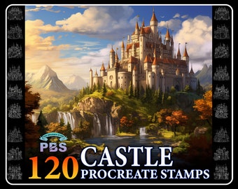 120 tampons château procréer, tampons château pour procréer, brosse procréer Castle House, tampons de construction procréer