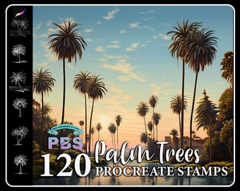 120 carimbos de palmeira para Procreate: conjunto de pincéis tropicais (download digital)