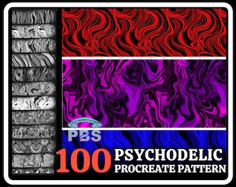 100 psychedelische patroonpenselen voor Procreate (digitale download)