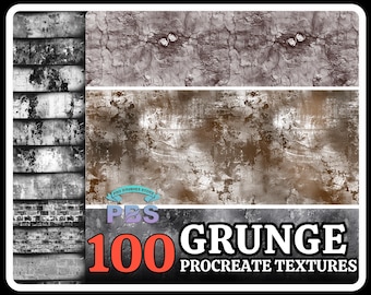 100 pennelli grunge per Procreate (download digitale)