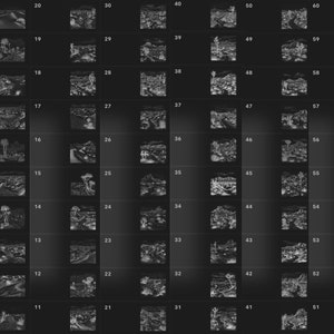 May include: A grid of 60 black and white images, each showing a different landscape scene. The images are numbered from 1 to 60, with the numbers arranged in rows and columns.