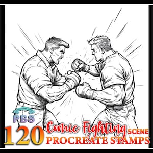 120 Procreate Comic Fighting Scene Stamps: Dynamic Brush Set (Digital Download)