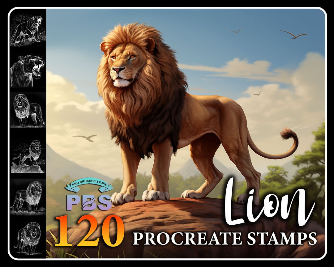 120 Procreate Lion Stamps, Lion Brush for Procreate, Realistic Lion