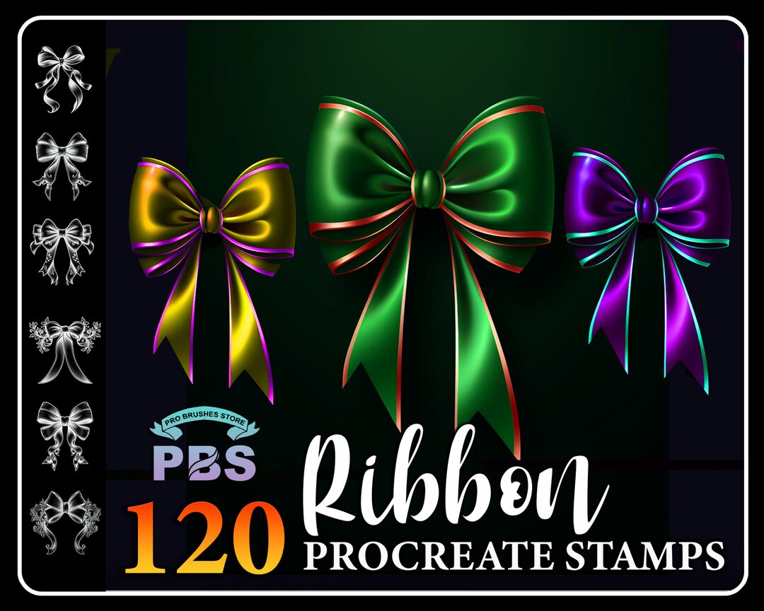 120 Ribbon & Bow Procreate Stamps (digital Download) - Etsy