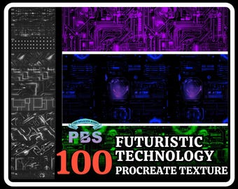 100 Procreate Futuristic Technology Texture, Futuristic Technology Texture For Procreate, Futuristic Technology Texture Brushes