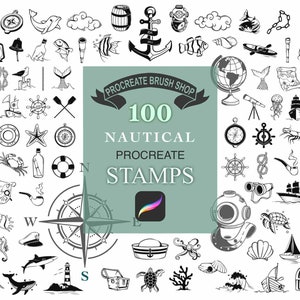 100 Procreate Nautik Stempel, Nautik Stempel Pinsel, Procreate Ocean Stempel, Procreate Nautik Pinsel, Procreate Bundle, Nautik Stempel