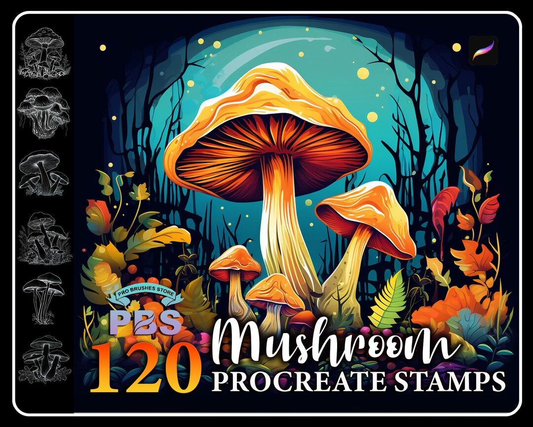 120 Realistic Mushroom Procreate Stamps (digital Download) - Etsy