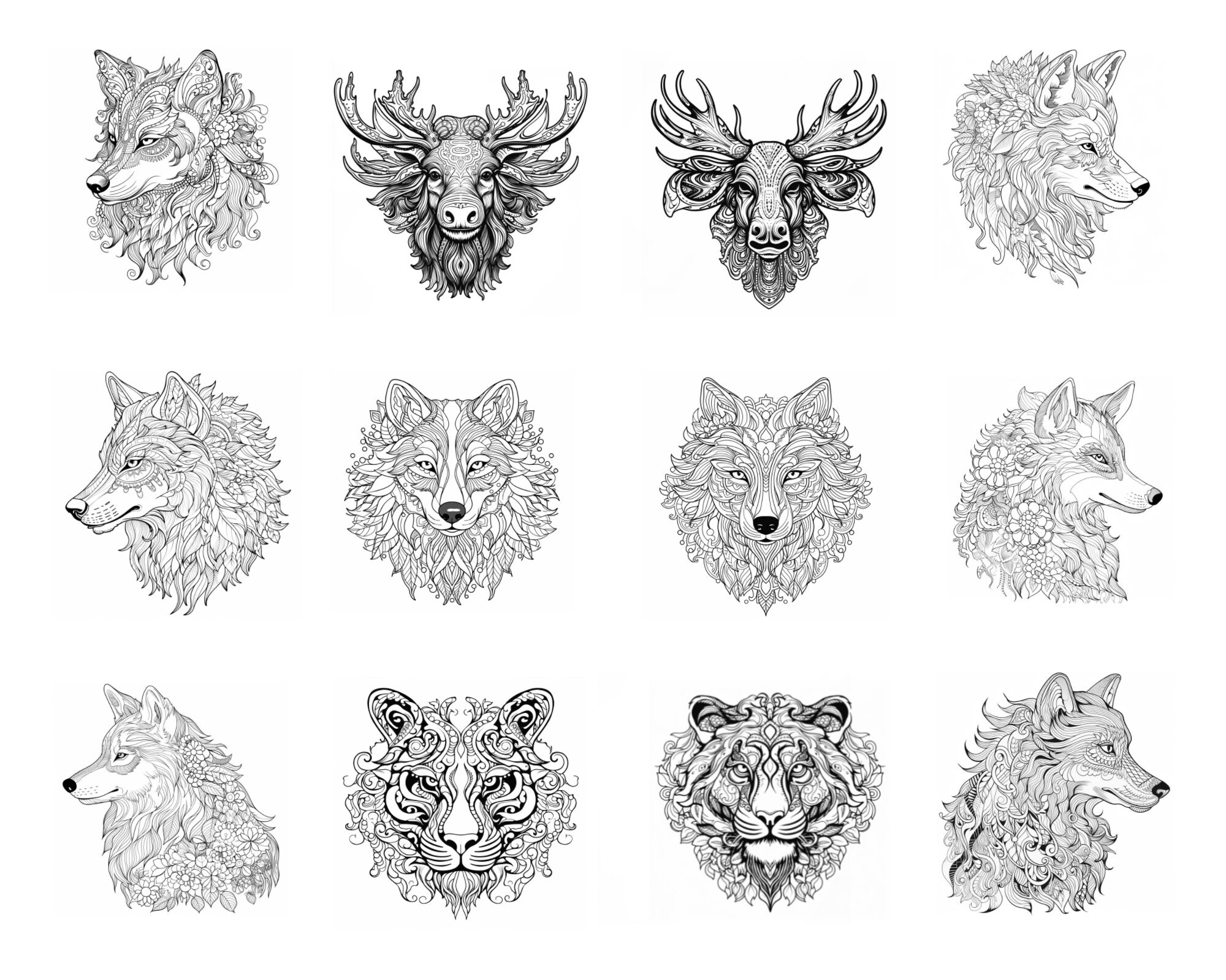 120 Wild Animal Head Procreate Stamps: Intricate Brush Set (digital ...