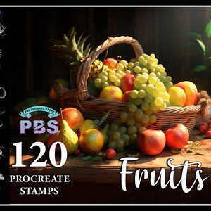 120 Procreate Fruits Stamps, Fruits brush for procreate, Fruits Stamp procreate.