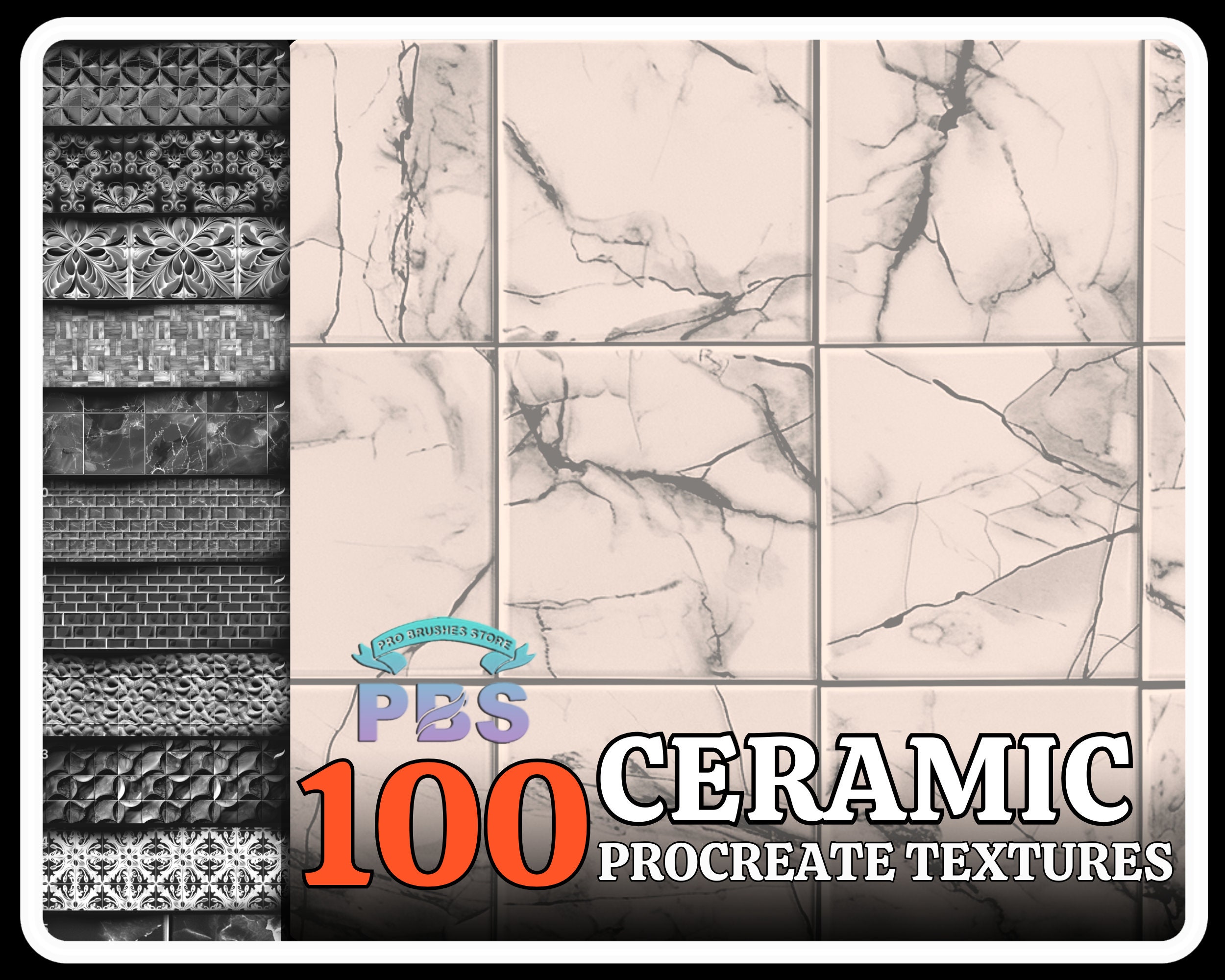 100 Procreate Ceramic Textures, Ceramic Textures for procreate, Ceramic Brushes, Ceramic Procreate