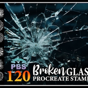 120 Procreate Broken Glass Stamps, Broken Glass stamps for procreate, Scratched Glass procreate brush