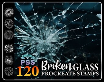 120 carimbos de vidro quebrado para Procreate: pincel de vidro riscado (download digital)