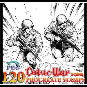 120 Procreate Comic War Scene Stamp, War Stamp For Procreate, Conflict Stamp Brushes, Comic Stamp Procreate