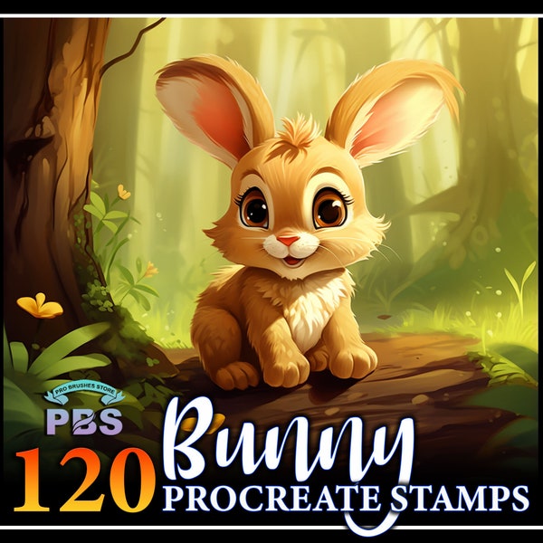 120 Procreate Bunny Stempel, Niedlicher Hase Pinsel für Procreate, Kaninchen zeugen Stempel, Niedliches Tier Design