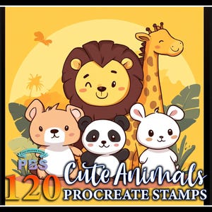 120 Procreate Cute Animals Stamps, Animals Brush For Procreate, Cute Animal Procreate Stamp, Animal Zoo Stamp Procreate