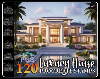 120 Luxury House Procreate Stamps (Digital Download)
