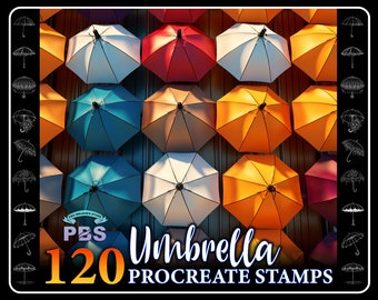 120 Umbrella Procreate Stamps: Elegant Digital Art (Digital Download)