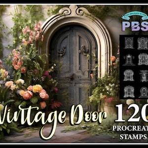 120 selos de porta Procreate, selos de porta vintage para procriar, pincel de procriação de porta, download digital instantâneo.