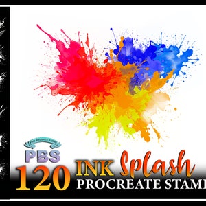120 Procreate Ink Splash-stempels, Ink Splash-stempels voor voortplanting, Procreate-inktstempels, Ink Splash-ontwerp