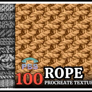 May include: A set of 100 rope textures for Procreate, featuring a variety of rope styles and colors. The textures are perfect for creating realistic rope effects in your digital art.