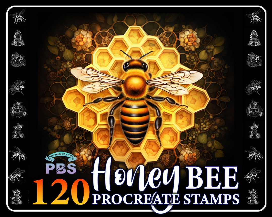 120 Procreate Honey Bee Stamps, Honey Bee Brush for Procreate, Bee
