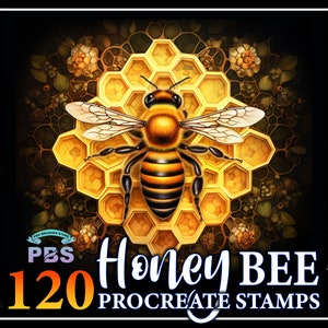 120 Procreate Honey Bee Stamps, Honey Bee brush for procreate, Bee procreate stamp