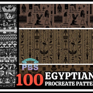 100 Procreate Egyptian Pattern, Egyptian Pattern For Procreate, Egyptian Pattern Brushes, Pharaoh Pattern Procreate