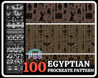 100 Procreate Egyptian Pattern, Egyptian Pattern For Procreate, Egyptian Pattern Brushes, Pharaoh Pattern Procreate
