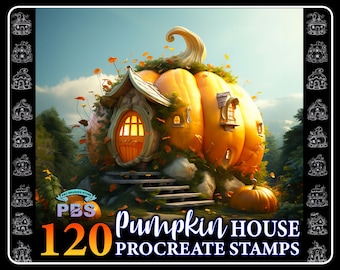 120 Procreate Pumpkin House Stamps: Fairy House Brush (Digital Download)